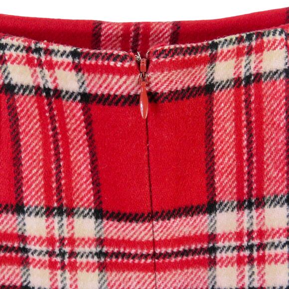 Chadwick's 90s Vintage Red Plaid Wool High Rise Mini Skirt Size 6 Petite - Picture 7 of 8